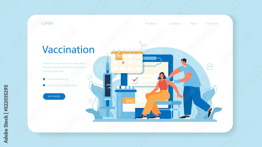 Immunologist web banner or landing page. Doctor in medical protective Immunologist web banner or landing page. Doctor in medical protective