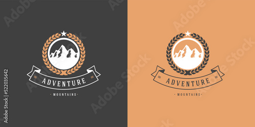 Travel camping mountain adventure club logo design