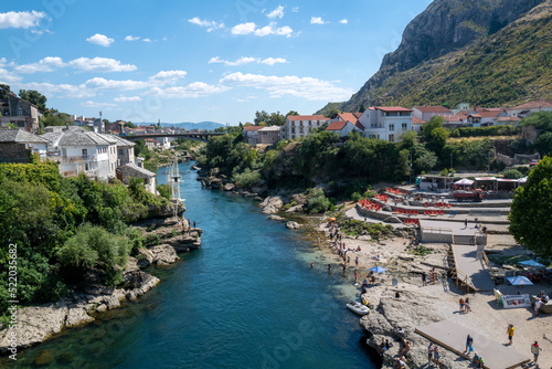 Popular tourist destination, Neretva River, Mostar. Bosnia and Herzegovina