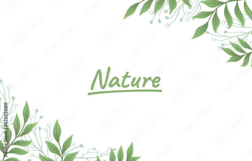 Cover nature botanical, banner green border, beautiful art forest, Vector Stock Vector Adobe Stock