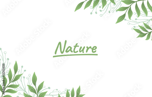 Cover nature botanical, banner green border, beautiful art forest, Vector