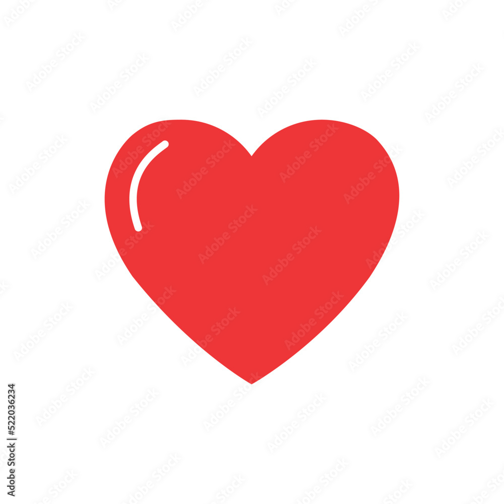Vector heart flat icon, Love symbol vector illustration, red icon.