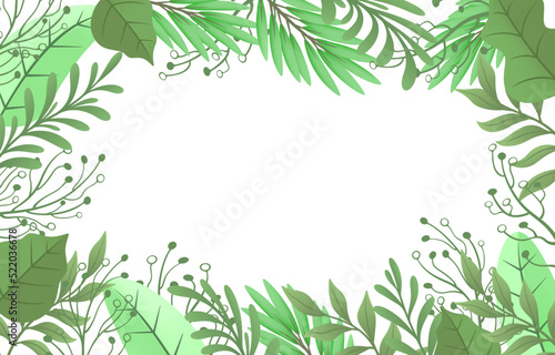 Cover nature botanical, banner green border, beautiful art forest, Vector © hobbitfoot
