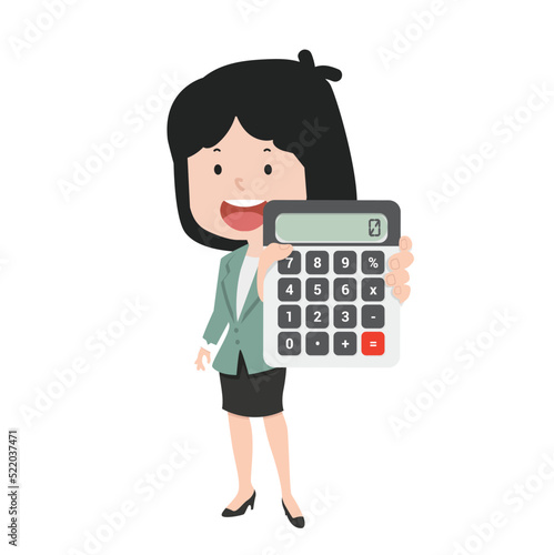 Cute businesswoman with calculator vector