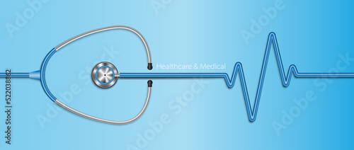 Realistic stethoscope healthcare background, healthcare concept, vector illustration