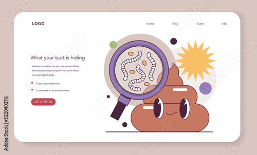 Helminths web banner or landing page. Intestin parasitic disease