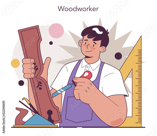 Carpenter. Wooden furniture maker or designer. Home furniture construction