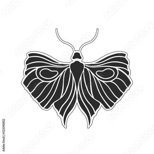 Art nouveau style basic butterfly element. 1920-1930 years vintage design. Symbol motif design. Isolated on white.