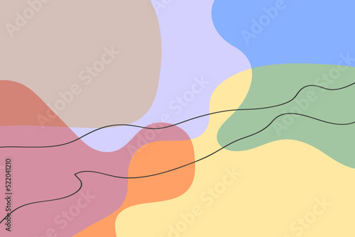 Abstract hand drawn doodle shapes pastel colors.
