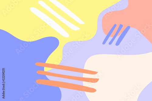 Abstract hand drawn doodle shapes pastel colors.