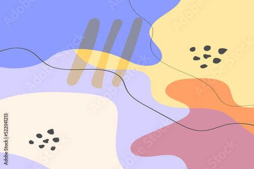 Abstract hand drawn doodle shapes pastel colors.