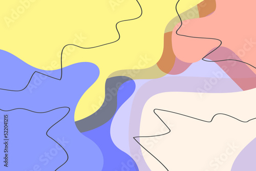 Abstract hand drawn doodle shapes pastel colors.