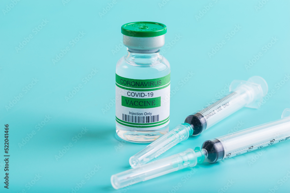 Vaccine bottle with two Syringe for injection vaccine Covid-19 or Coronavirus Vaccine bottle with two Syringe for injection vaccine Covid-19 or Coronavirus