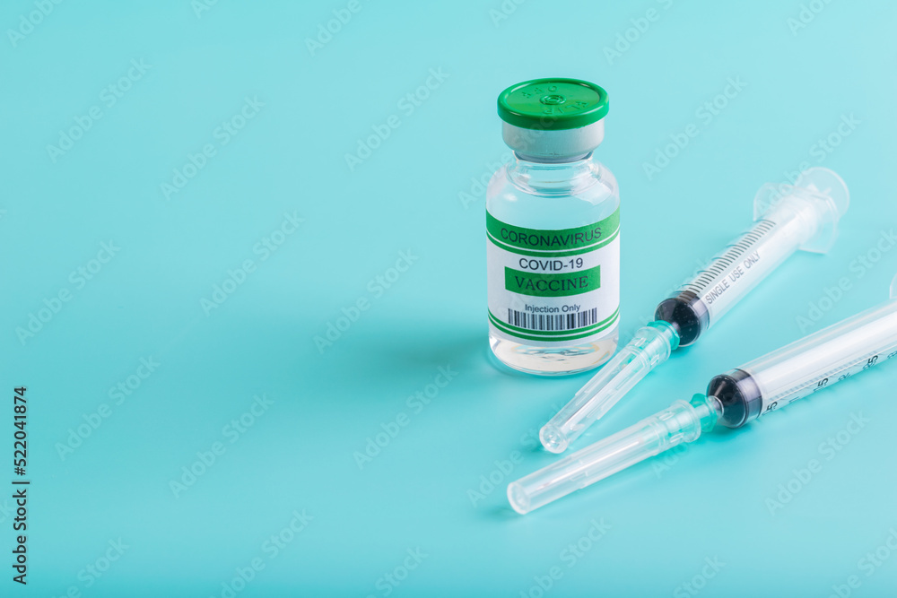 Vaccine bottle with two Syringe for injection vaccine Covid-19 or Coronavirus Vaccine bottle with two Syringe for injection vaccine Covid-19 or Coronavirus