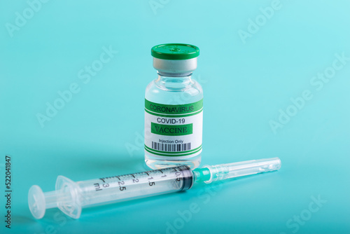 Vaccine bottle with one Syringe for injection vaccine Covid-19 or Coronavirus