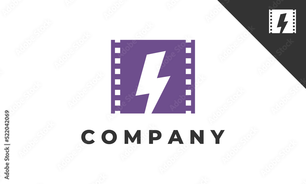 Film Strip Logo, with Thunder,Movie Production Identity,Illustration Vector Template Film Strip Logo, with Thunder,Movie Production Identity,Illustration Vector Template