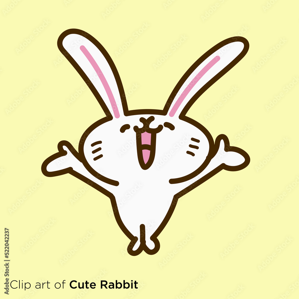 Obraz premium ウサギのキャラクターイラストシリーズ 「万歳！」