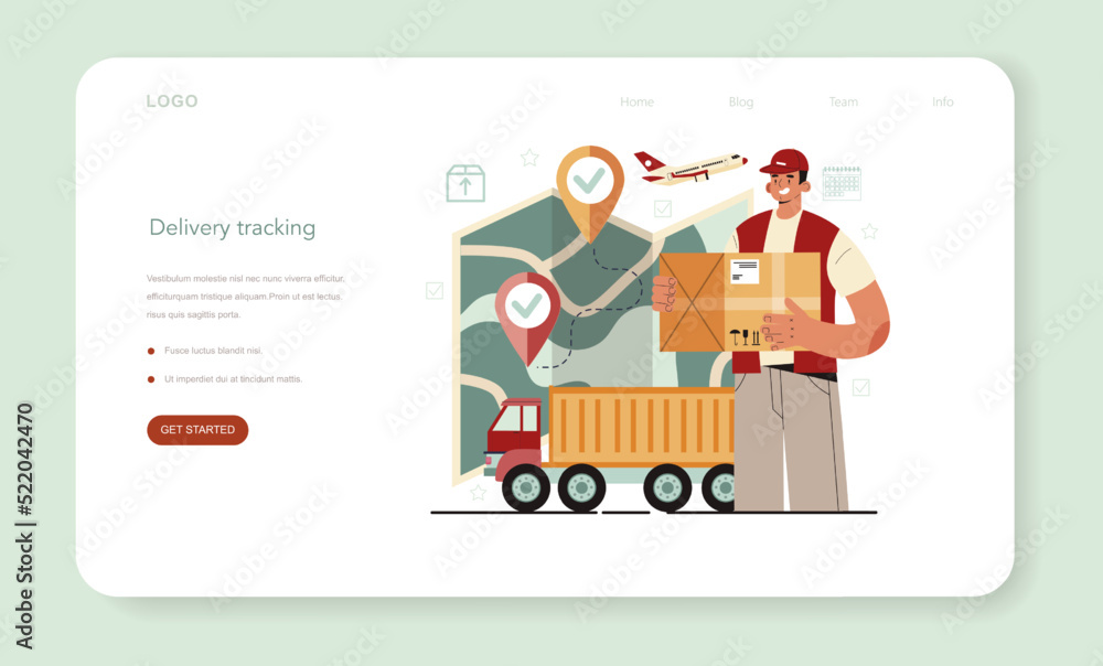 Logistic and delivery service web banner or landing page.