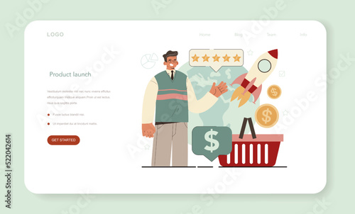 Marketer web banner or landing page. Brand or product launching