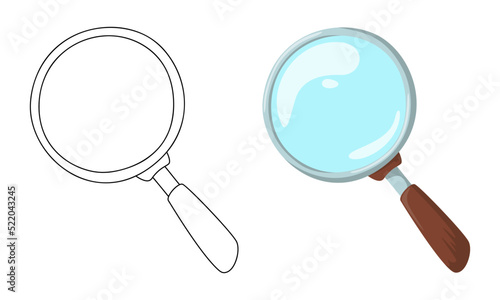 Set of vector illustrations Magnifying Glass isolated on white background in line art and casual style