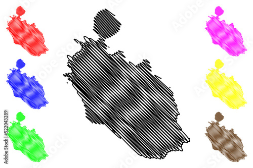 Vulcano island (Aeolian Islands, Italian Republic, Italy) map vector illustration, scribble sketch Isola del Vulcan map