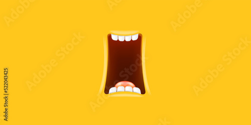 Quadro su tela Vector Cartoon wide open mouth isolated on orange background