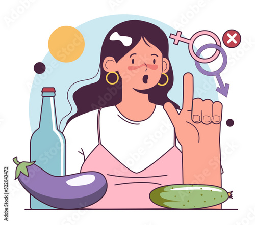 Unsafe sex concept. Penetration and sexual intercourse with foreign objects