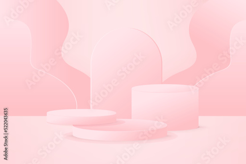 Abstract 3d pink podium background. Vector illustration © Kanishtha