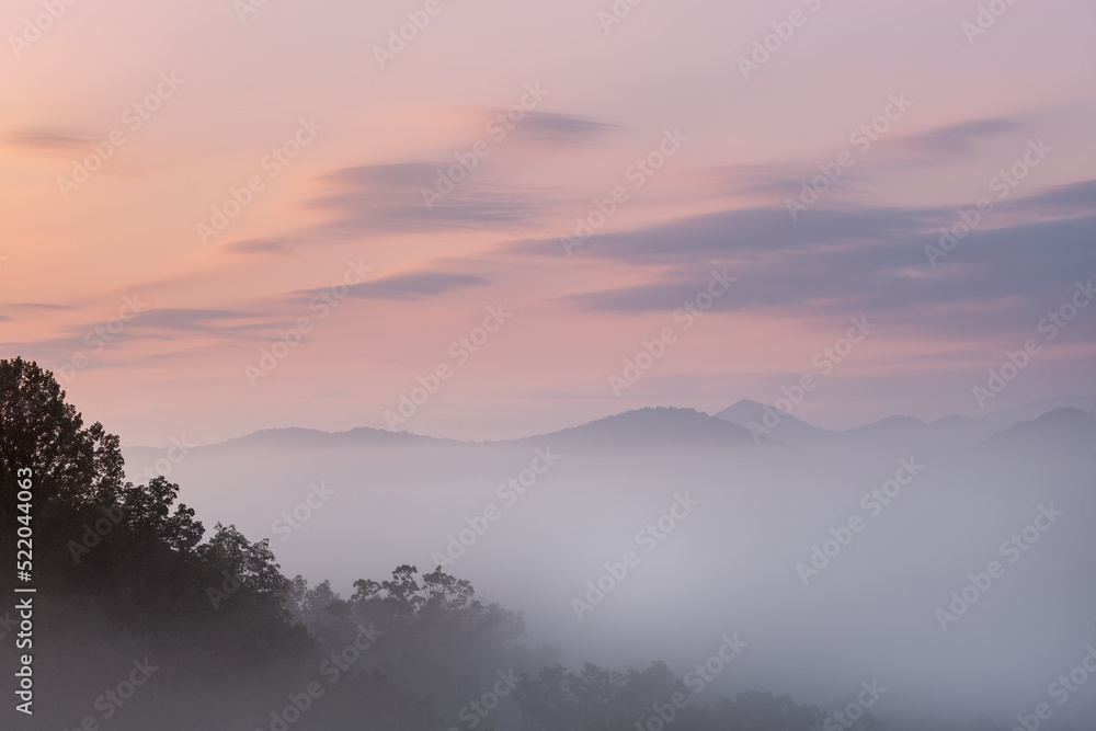 Spring dawn from the West Foothills Parkway, Great Smoky Mountains National Park, Tennessee, USA