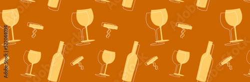 Wine bottle with wine glass icon or silhouette.vector pattern seamless for paper cloth. Alcohol symbol	
