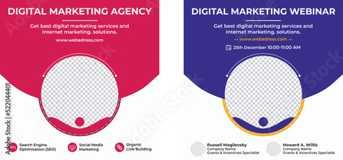 Digital marketing business webinar conference banner, corporate social media post, social media banner template