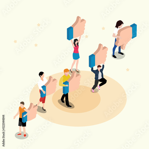 Happy clients giving positive feedback isometric 3d vector illustration concept for banner, website, illustration, landing page, flyer, etc.