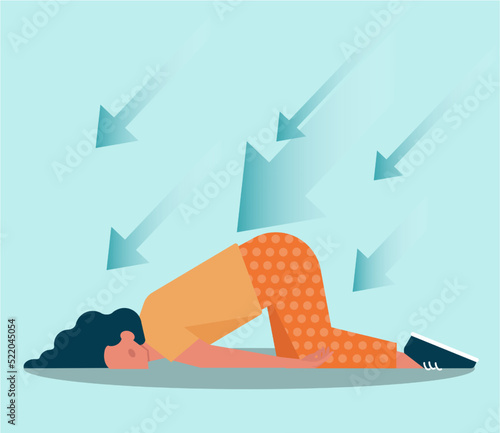 Procrastination concept. Lazy character laying or sleeping