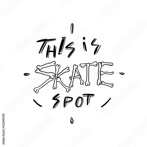 Skateboard emblem. Bones inscription. Vintage retro labels and badges for t-shirts and typography. Hand Drawn engraved sketch. photo