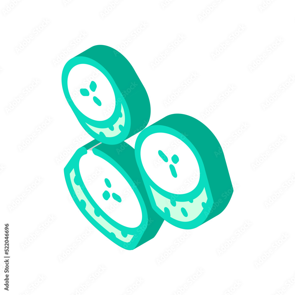 sliced cucumber isometric icon vector. sliced cucumber sign. isolated symbol illustration