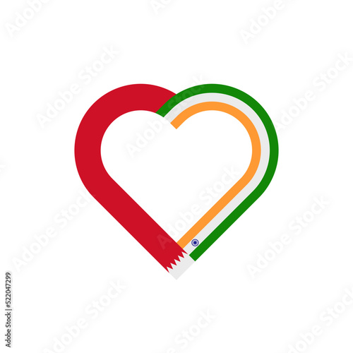 unity concept. heart ribbon icon of bahrain and india flags. vector illustration isolated on white background