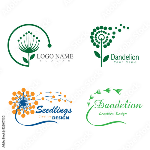 Dandelion flower logo vector template design