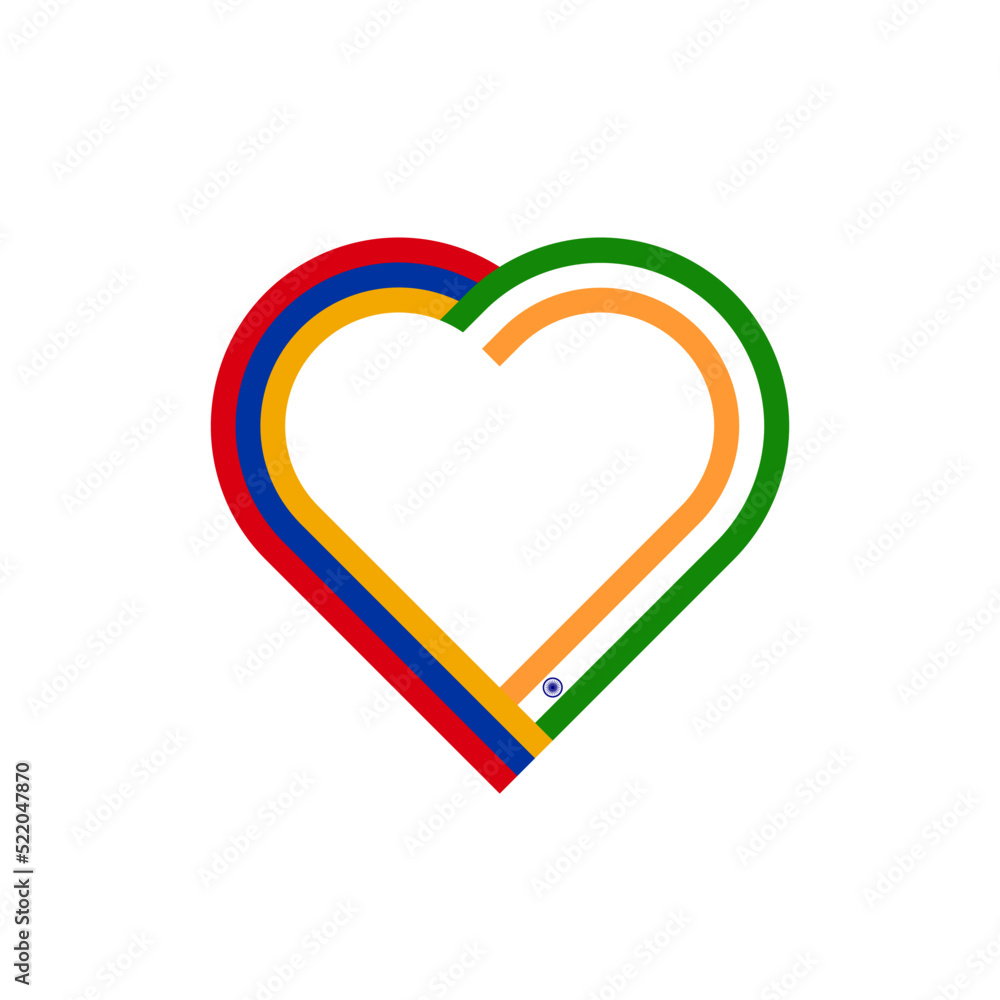 unity concept. heart ribbon icon of armenia and india flags. vector illustration isolated on white background unity concept. heart ribbon icon of armenia and india flags. vector illustration isolated on white background