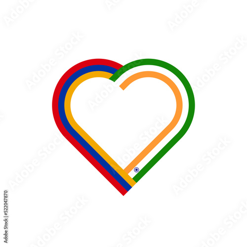 unity concept. heart ribbon icon of armenia and india flags. vector illustration isolated on white background