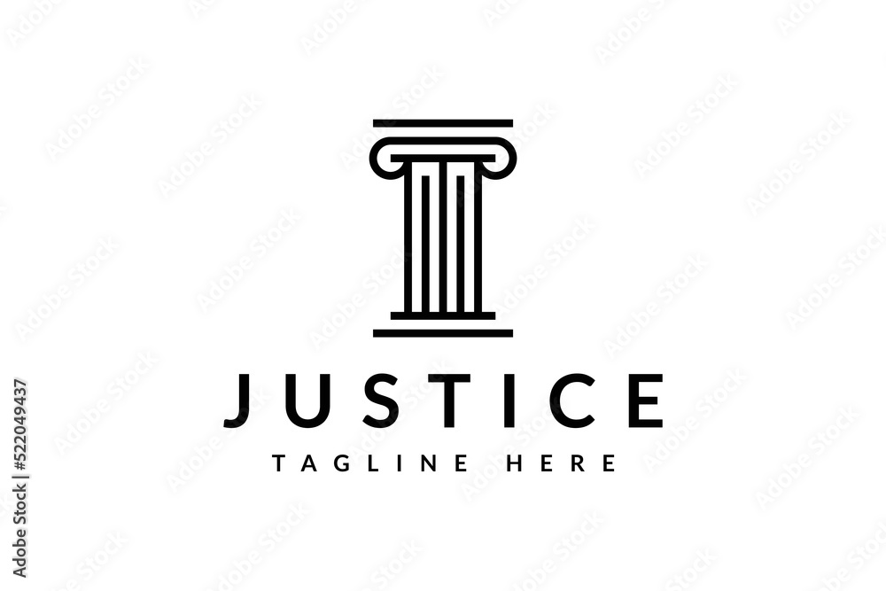Abstract greek column in a minimalist style logo design Abstract greek column in a minimalist style logo design