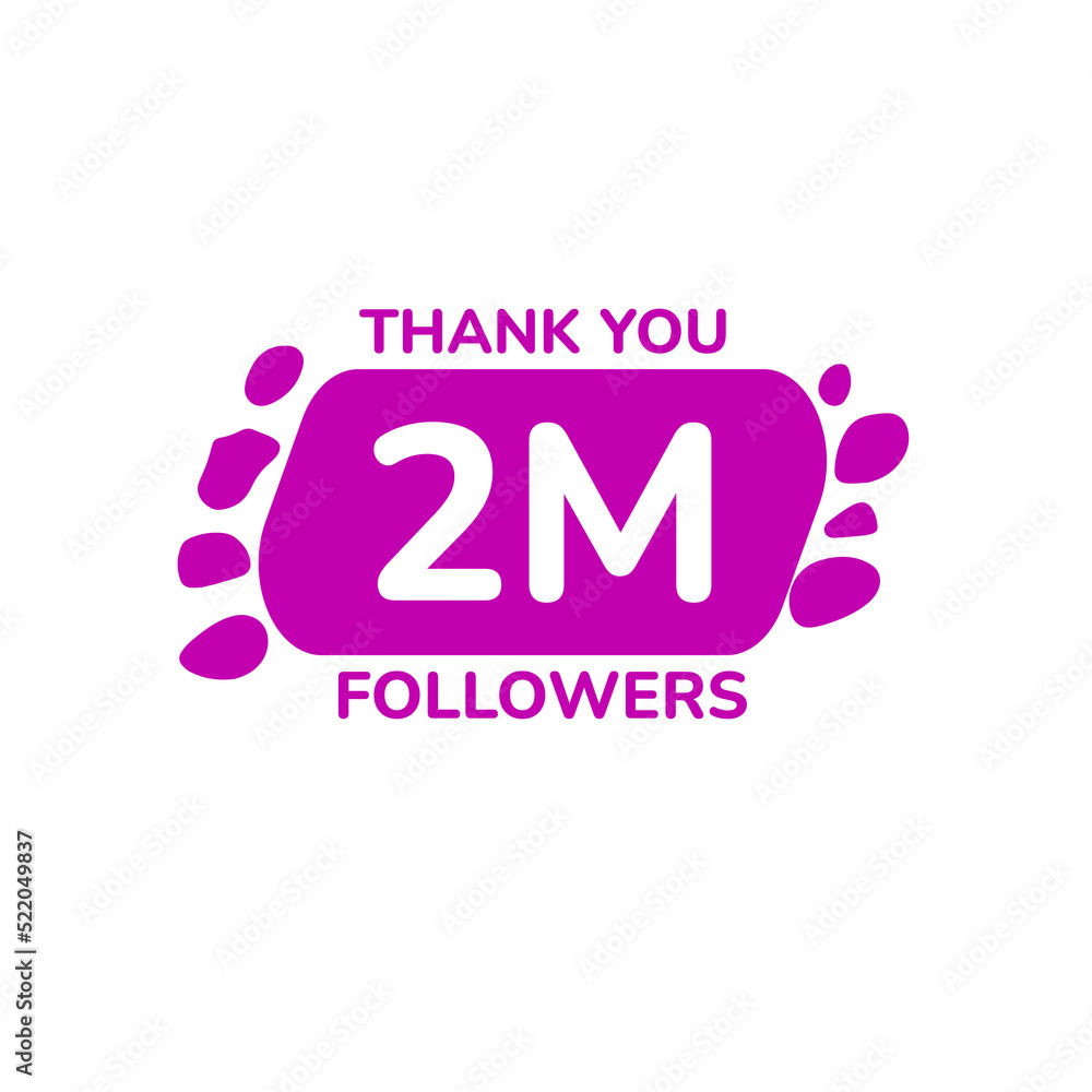 Fototapeta premium THANK YOU 2M FOLLOWERS CELEBRATION TEMPLATE DESIGN VECTOR GOOD FOR SOCIAL MEDIA, CARD , POSTER