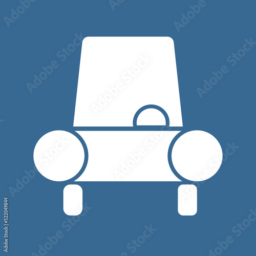 Inline Outline isolated illustration of white front side of a car with lamp, stirring wheel windshield on it. automotive icon sign symbol