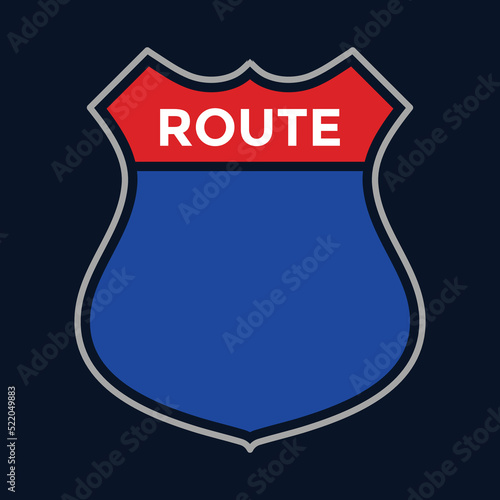 interstate highway sign, blank, red and blue, vector illustration