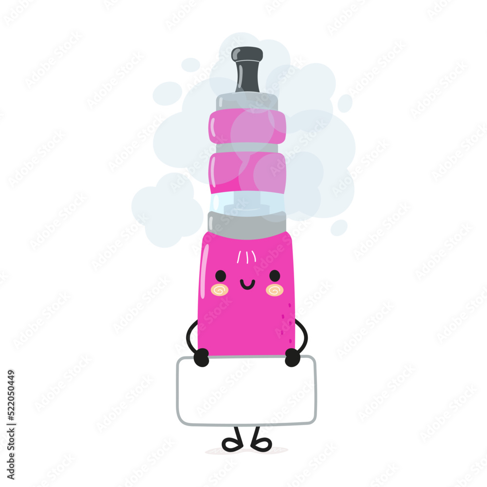 Cute funny vape poster character. Vector hand drawn cartoon kawaii character illustration. Isolated blue background. Vape poster Cute funny vape poster character. Vector hand drawn cartoon kawaii character illustration. Isolated blue background. Vape poster