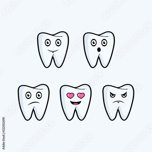 collection of cute and colorful tooth emoticon shape illustration designs.