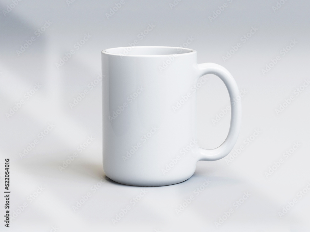 Fototapeta premium 3D illustration. White porcelain mug isolated on white background