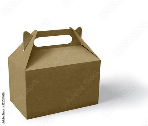 Kraft paper box on white background