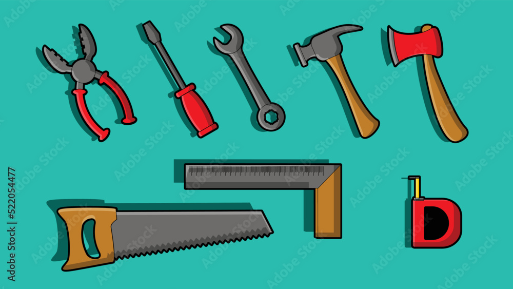set of carpentry tools set of carpentry tools