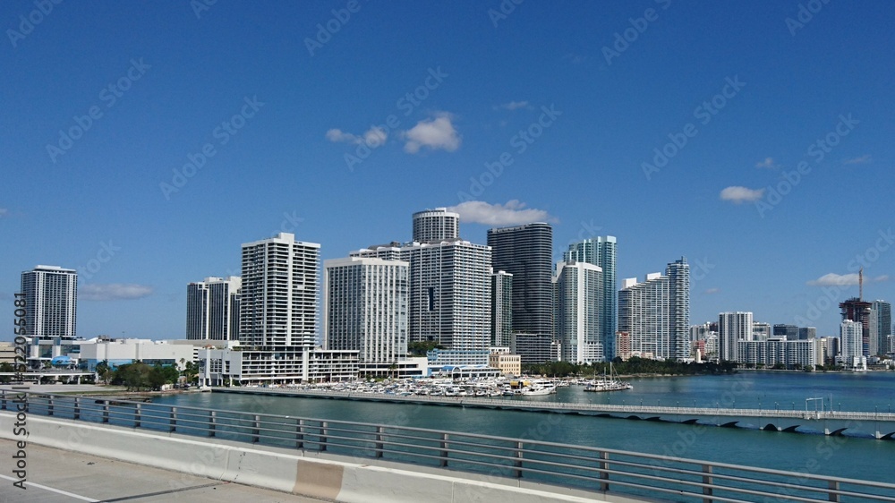 Driving over Biscayne Bay towards Miami, Florida Driving over Biscayne Bay towards Miami, Florida