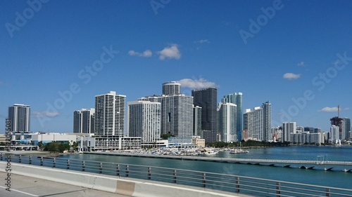 Driving over Biscayne Bay towards Miami  Florida